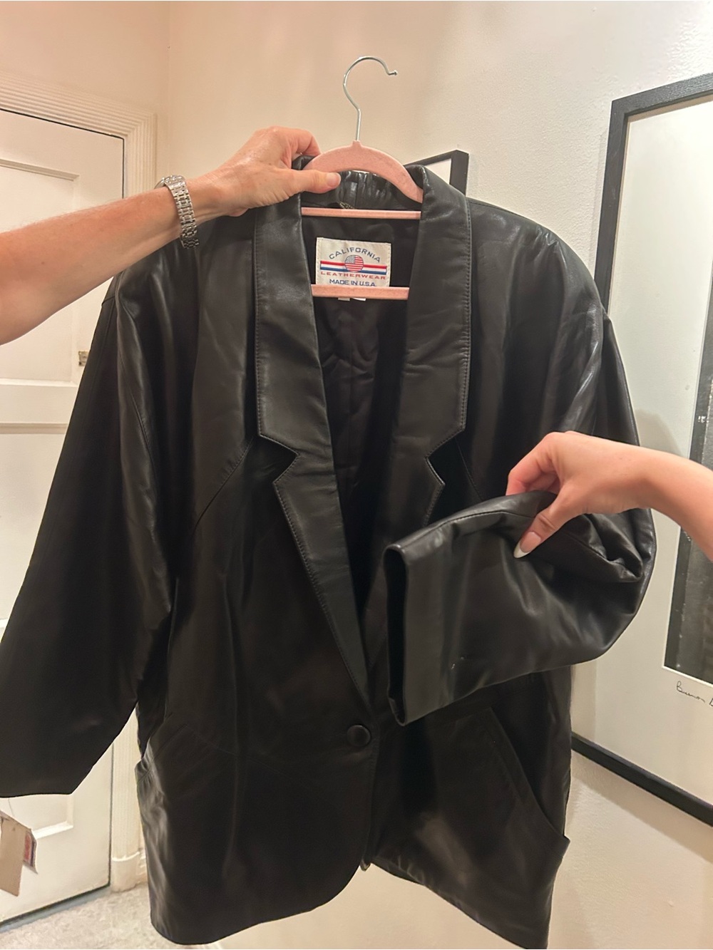 Black 100% Leather Blazer Jacket